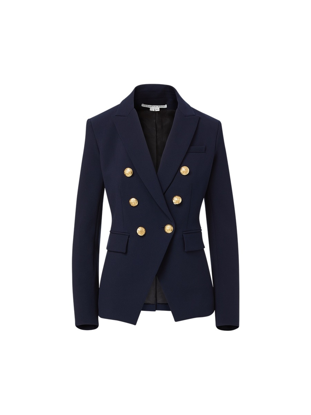 Veronica Beard Navy Double-Breasted Miller Dickey Blazer with Gold-Tone Buttons